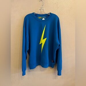 Aviator Nation Unisex Bolt Classic Crew Neck Sweatshirt Blue Neon Bolt Size M